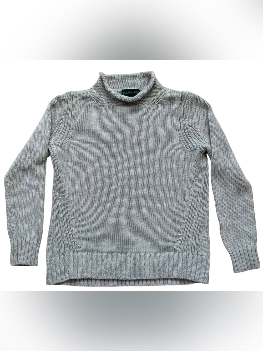 J Crew Always Grey Roll Neck Sweater Women’s Size Medium Cotton Oarsman